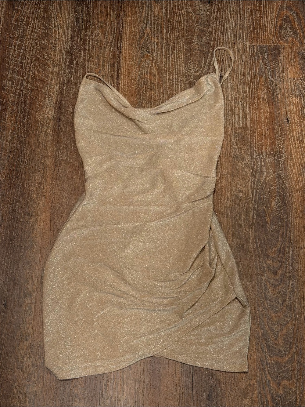 Shimmery Champagne Gold Mini Dress